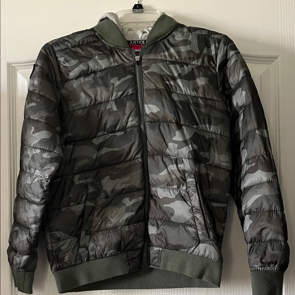 Justice Camouflage Puffer Jacket
